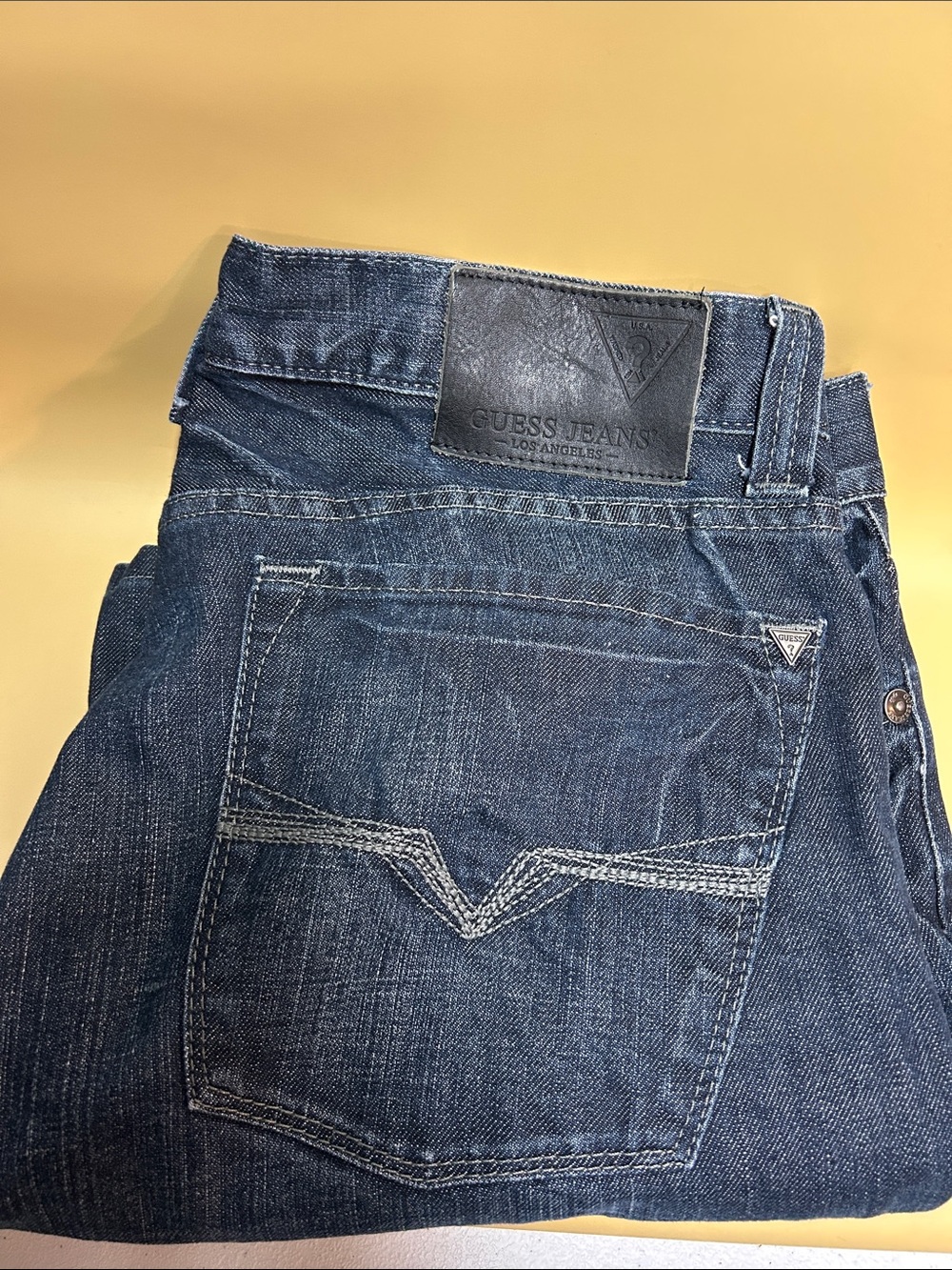 GUESS Men's Dark Blue Denim Jeans CLIFFORD relaxed boot 36x36